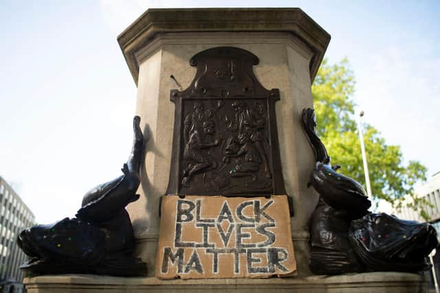 The statue of slave trader Edward Colston was pulled down and thrown into Bristol Harbour in June 2020 during Black Lives Matter protests sparked by the death of George Floyd (Getty).
