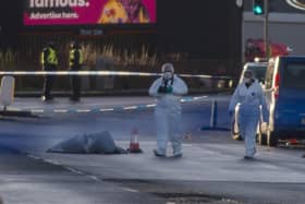 Police at the scene of the shooting in Edinburgh
