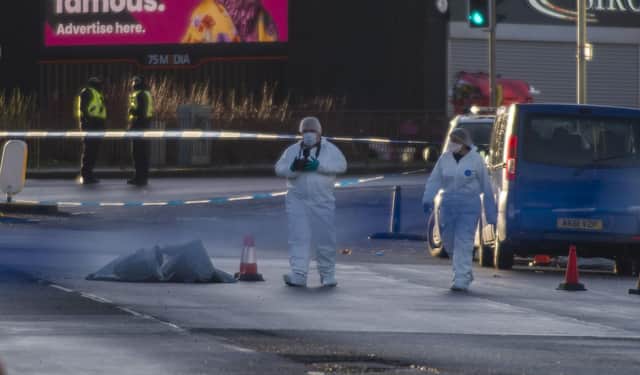 Police at the scene of the shooting in Edinburgh