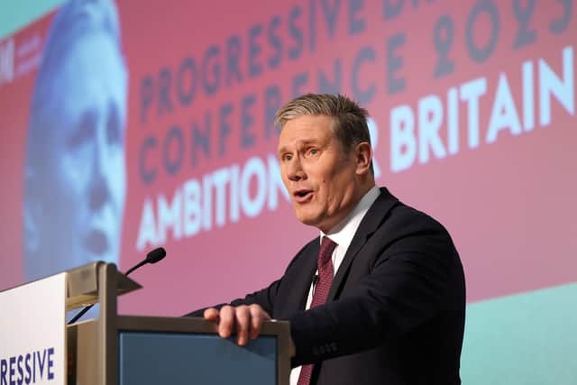 Labour leader Sir Keir Starmer making his speech to the Progressive Britain conference at Congress House (Pic: Yui Mok/PA Wire)