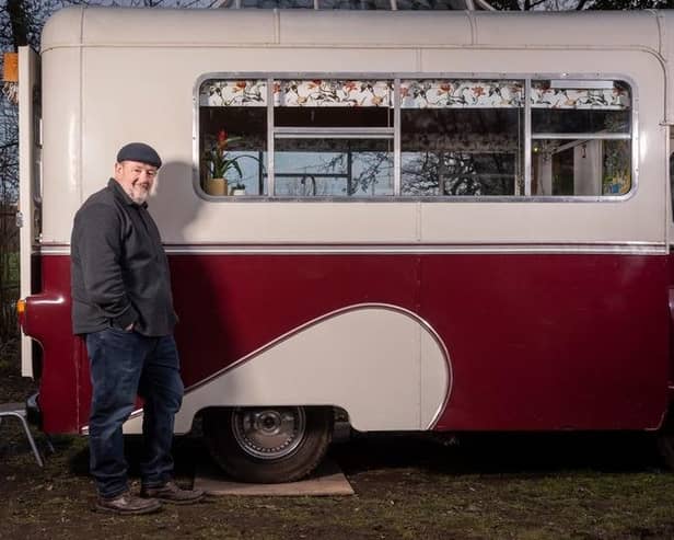 Johnny Vegas returns to his glampsite in the new series of "Johnny Vegas: Carry on Glamping" on Channel 4