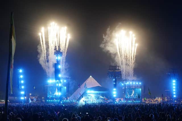 Fireworks after Dua Lipa performed on the Pyramid Stage - with Glastonbury now in the books, what have people been saying on social media on the trip home from Worthy Farm? (Credit: Getty Images)