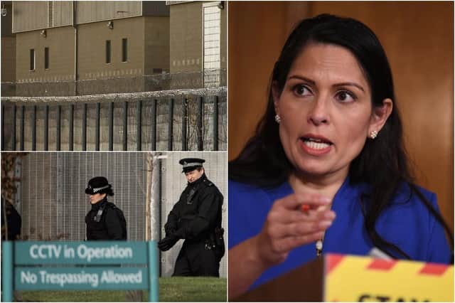 Home Office detaining vulnerable people in ‘prison-like’ immigration centres for months at a time, report finds (Photos: Leon Neal/Getty Images, Bruno Vincent/Getty Images)