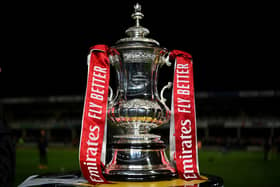 A detailed view of the FA Cup Trophy (Photo by Dan Mullan/Getty Images)
