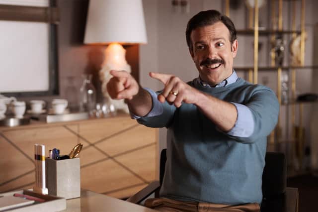 Jason Sudeikis’s portrayal of the American football coach turned English football coach is heartwarming, inspiring, and absolutely hilarious (Apple TV)