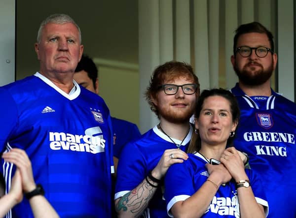Ed Sheeran at Portman Road. (Photo by Stephen Pond/Getty Images)