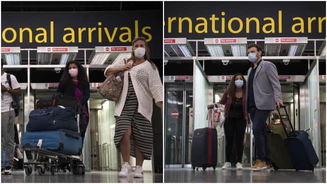 Passengers arrive at Gatwick Airport before Tuesday's 4am requirement for travellers arriving from Portugal to quarantine for 10 days comes into force (PA Media)
