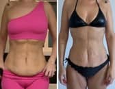 Raquel Sardinha two months of working out, and then at eight months (Cover Media)