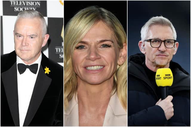 BBC stars Huw Edwards, Zoe Ball and Gary Lineker are the top earners (Photos: Getty)