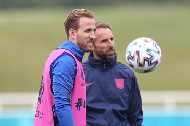 Harry Kane and Gareth Southgate. (Photo by Catherine Ivill/Getty Images)