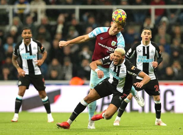 <p>James Tarkowski in action against Newcastle United (Photo by Ian MacNicol/Getty Images)</p>