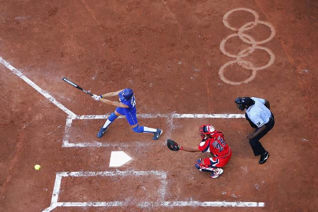 Softball during the Athens 2004 Summer Olympic Games (Photo by Mike Hewitt/Getty Images)