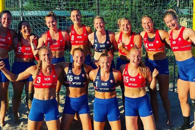 The team chose to wear shorts instead of bikini bottoms during their match against Spain (Photo: Norwegian Handball Federation)