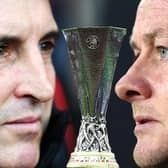 Unai Emery (left) and his Villarreal side will face Manchester United, managed by Ole Gunnar Solskjaer (right), in the Europa League final on Wednesday 26 May 2021. (Pic: Getty)