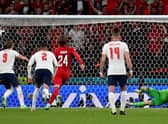 Kasper Schmeichel saves Harry Kane's penalty during England vs Denmark Euro 2020 semi final at Wembley. (Pic: Getty)