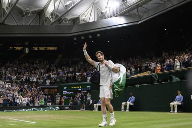 Andy Murray waves to the crowd after being defeated by Denis Shapovalov (PA)