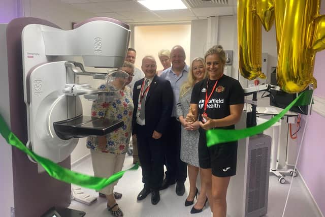 Ribbon Cutting – Emma Pearmine joins Justine Duda, Nuffield Health Wessex Hospital Director and David Beresford COO for hospital to launch the new Mammography system.