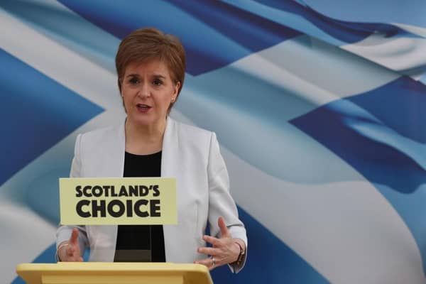 Scotland's First Minister Nicola Sturgeon rehearsing her SNP Campaign Conference speech.