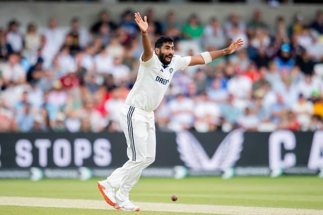 India's Jasprit Bumrah appeals against England.