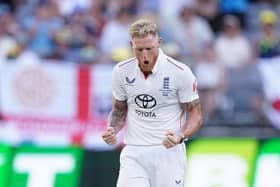 England’s Ben Stokes took the wicket of Australia’s Mitchell Starc on day one of the first Ashes test.