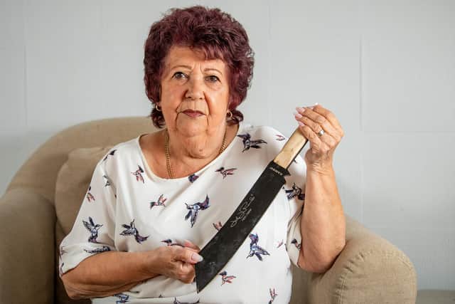 A woman was shocked when she found a 12-inch machete in a sofa she bought on Facebook Marketplace (Photo: SWNS)