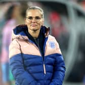 England head coach Sarina Wiegman during the FIFA Women's World Cup final at Stadium Australia, Sydney. (Photo by Isabel Infantes/PA Wire).