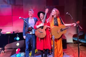 Ed Blunt, Daisy Chute and Hollie Rogers taking in another standing ovation on their Big Bang Love! tour.