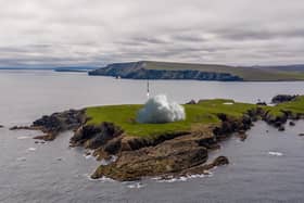Image issued by SaxaVord UK Spaceport to illustrate a mock rocket taking off from Lamba Ness in Unst. SaxaVord UK Spaceport/PA Photo.