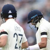 England openers Rory Burns and Haseeb Hameed enter the field wearing black arm bands in memory of former England player Ted Dexter during day two of the Third Test Match between England and India at Emerald Headingley Stadium on August 26, 2021 in Leeds, England. (Pic: Getty)