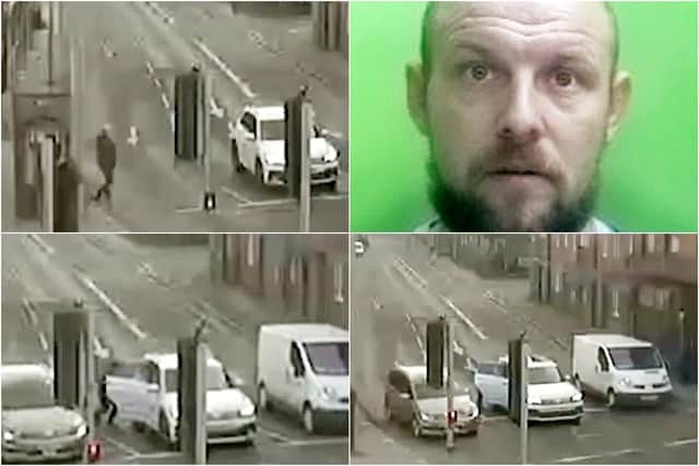 CCTV footage shows 'horror movie' moment stranger gets into woman's car at traffic lights (Photos: SWNS)