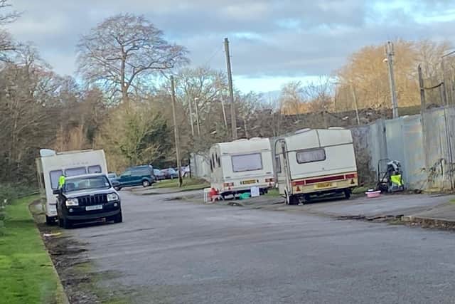 The caravans in Ransome Road on Monday (December 11)