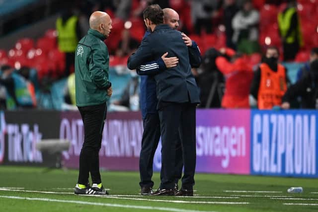 Gareth Southgate and Steve Clarke embraced following the game (Picture: Getty images)