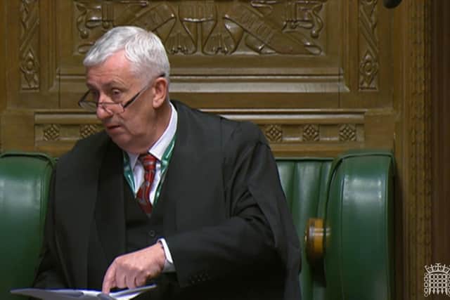Speaker of the House of Commons Sir Lindsay Hoyle announces he has selected amendments tabled by Labour and the Government to the SNP's Gaza ceasefire motion in the House of Commons. Picture: House of Commons/UK Parliament/PA Wire