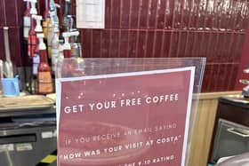 Sign at Costa Coffee 'bribing' customers for reviews with free drinks