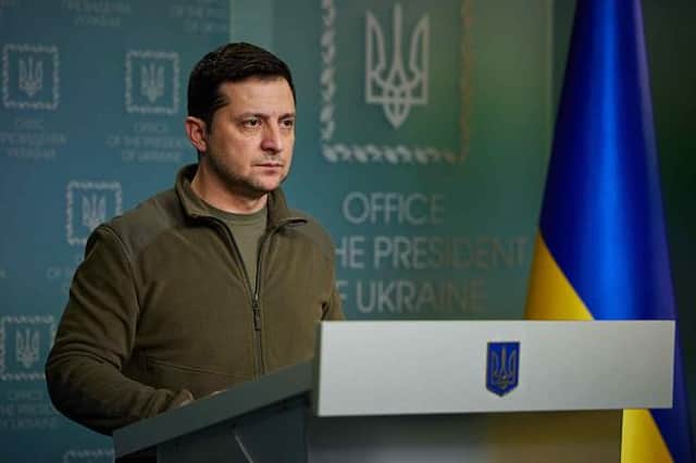 Ukraine's President Volodymyr Zelenskyy holds a press conference on Russia's military operation in Ukraine. Picture: Getty Images