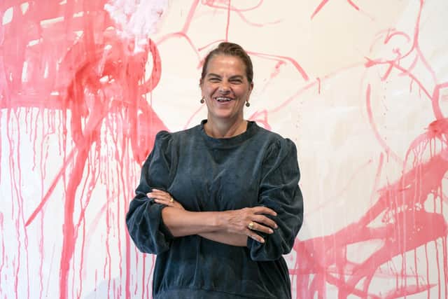Artist Tracey Emin alongside a piece titled 'Wet' which features in her first Scottish show since 2008. (Picture: Jane Barlow/PA Wire)