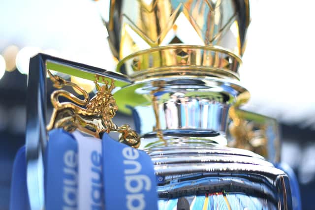 The Premier League Trophy on display (Photo by Michael Regan/Getty Images)