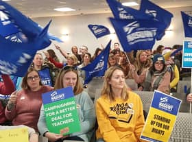 Members of the SSTA and NASUWT unions taking part in the first of two days of industrial action across Scotland in their ongoing pay dispute. Picture: John Devlin