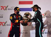 Race winner Lewis Hamilton of Great Britain and Mercedes after winning the F1 Grand Prix of Bahrain last year.