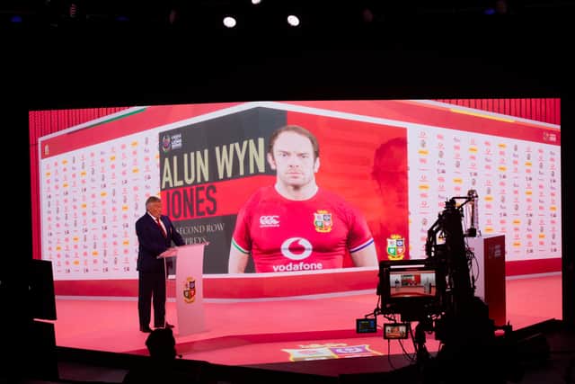 Jason Leonard, Chairman of the British and Irish Lions, announces captain Alun Wyn Jones of Wales into the squad. Pic: ©INPHO/Billy Stickland