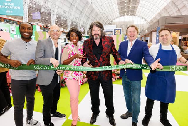 Stuart Douglas, Jason Bradbury, Scarlette Douglas, Laurence Llewelyn-Bowen, David Domoney and Jon Watts open the 117th Ideal Home Show at Kensington Olympia London. The show is open from 21st March – 6th April. Visit idealhomeshow.co.uk for more information and to purchase tickets.