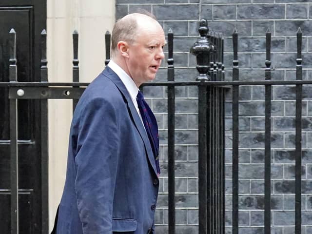 Professor Sir Chris Whitty arrives in Downing Street, London. (Picture: Jonathan Brady/PA Wire.)