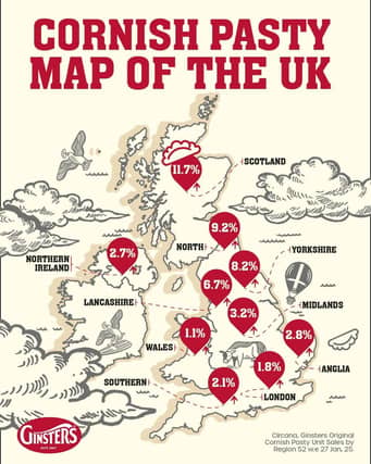 Cornish Pasty map of the UK
