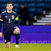 Scotland captain Andy Robertson takes a knee prior to the UEFA Nations League match againt Israel at Hampden in September 2020