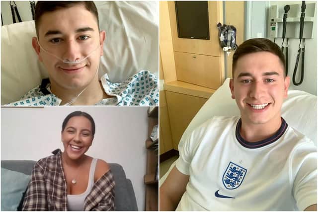 Sam Astley missed the England semi-final after his girlfriend Beth Hill won tickets (Photos: SWNS / BBC)