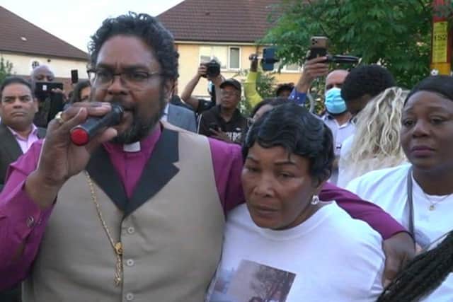 Bishop Dr Desmond Jaddoo said the people need to face the reality of the grief Reid's mother, Joan Morris, is going through in the wake of her son's death (Picture: BBC)