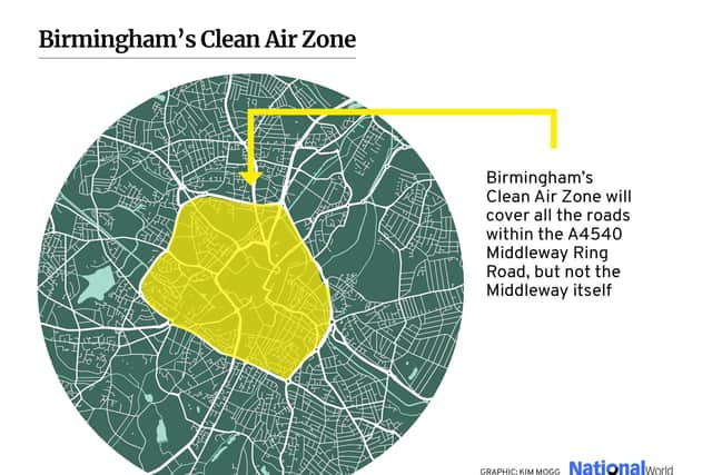 Birmingham clean air zone map (Graphic: Kim Mogg/JPI Media)