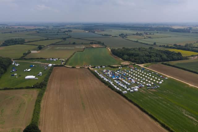 These drone images show hundreds of swingers arriving at the festival - despite organisers saying it was cancelled (Photo: SWNS)