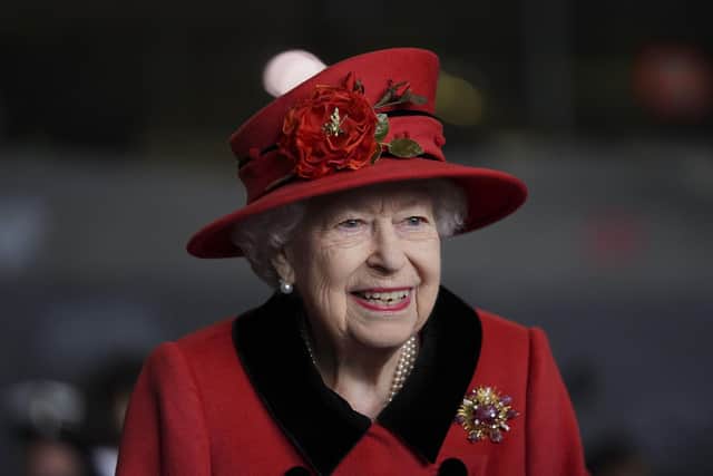 Queen Elizabeth II during a visit to HMS Queen Elizabeth at HM Naval Base ahead of the ship's maiden deployment on May 22, 2021 in Portsmouth Picture: Steve Parsons - WPA Pool / Getty Images)