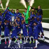 Cesar Azpilicueta the captain of Chelsea lifts the Champions League Trophy following their team's victory during the UEFA Champions League Final between Manchester City and Chelsea FC at Estadio do Dragao on May 29, 2021 in Porto, Portugal. (Photo by Michael Steele/Getty Images)